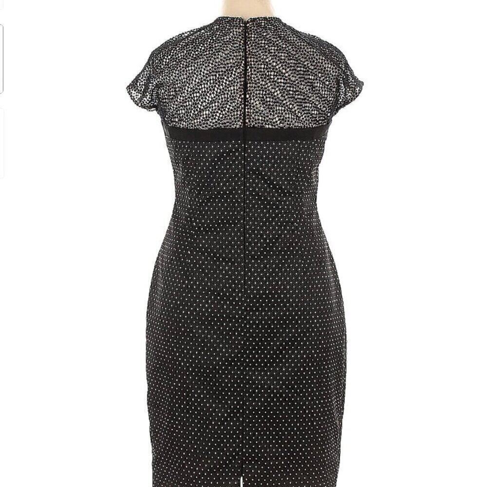 Carmen Marc Valvo Black Lace Polka Dot Cocktail Dress Size 14 Elegant